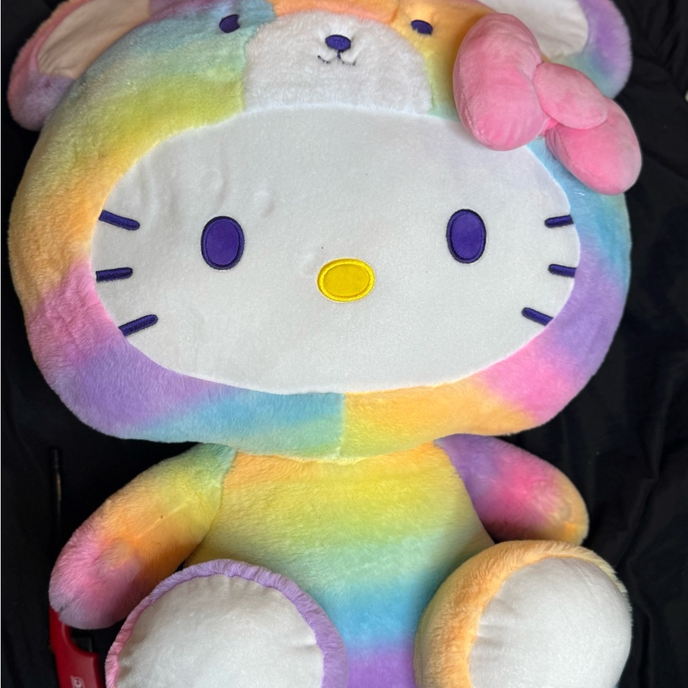 Hello Kitty Rainbow Plush with Pink Bow